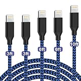 PLmuzsz iPhone Charger [Apple MFi Certified] Lightning Cable 5pack [3/3/6/6/10FT] Nylon Braided Compatible iPhone 12 Pro Max/Xs/XR/8/7/6s/SE/iPad More