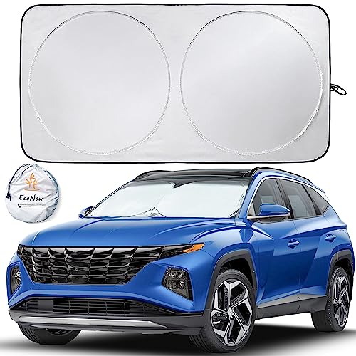 EcoNour Car Shade Front Windshield | Windshield Dash Protector for Maximum UV Rays and Sun Heat Protection | Sun Visor Car Interior Accessory for Cooler Interior | Medium Plus (64 x 34 inches)