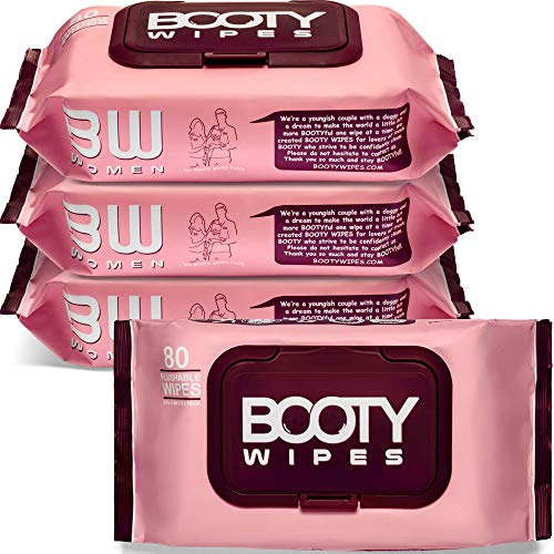 BOOTY WIPES for Women - 320 Flushable Wipes for Adults, Feminine Wet Wipes pH Balanced, Infused with Vitamin-E & Aloe, Female Toilet Wipes Flushable Safe