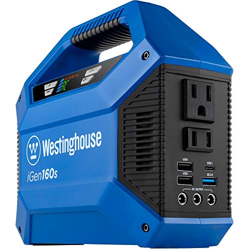 Westinghouse iGen160s Portable Power Station and Solar Generator, 150 Peak Watts and 100 Rated Watts, 155Wh Battery for Camping, Home, Travel, Indoor and Outdoor Use (Solar Panel Not Included)