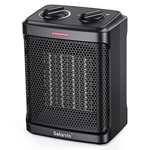 Selanto Space Heater, 1500W Electric Heaters Indoor Portable with Thermostat PTC Fast Heating Ceramic Room Small Heater with Heating and Fan Modes for Bedroom, Office and Indoor Use