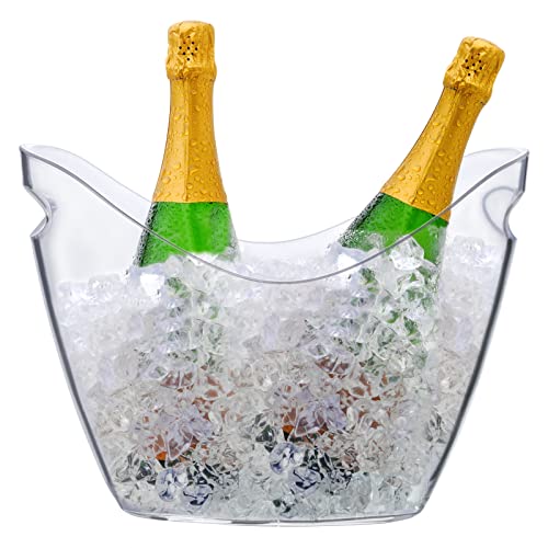 asika Ice Bucket Wine Bucket，Clear Acrylic 3.5 Liter Plastic Tub for Drinks and Parties, Food Grade, Perfect for Wine, Champagne or Beer Bottles