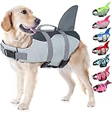 EMUST Large Dog Life Jacket, Dog Life Vests for Swimming, Float Coat Swimsuits Flotation Device Life Preserver Belt Lifesaver Flotation Suit for Pet, (XL,Grey)