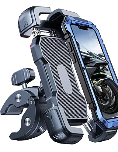 Bovemanx Motorcycle Phone Mount, [150mph Wind Anti-Shake][7.2inch Big Phone Friendly] Bike Phone Holder for Bicycle, [5s Easy Install] Handlebar Phone Mount, Compatible with iPhone, All Cell Phones