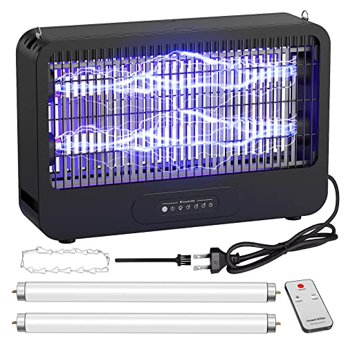Bug Zapper, FTMKK Mosquito Zapper [Poweful 3500V Double Grid & Remote] Fly Zapper, Electronic Mosquito Repellent to Trap Bug Insect Fly Indoor, Bug Light 20W & Extra 2 Lights, Black