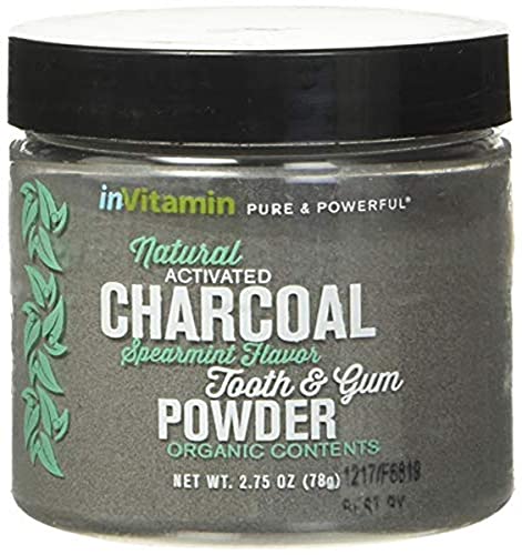 InVitamin Natural Whitening Activated Charcoal Powder for Teeth and Gums (Spearmint)