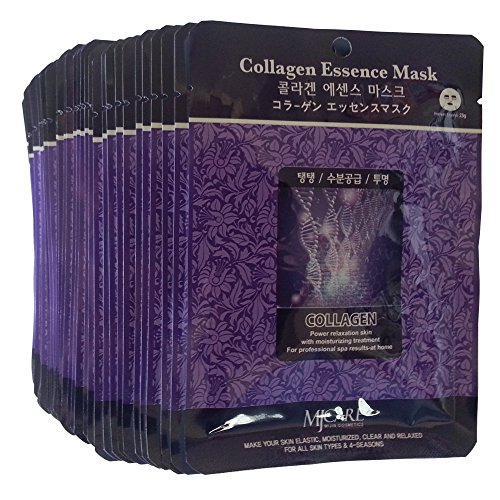 MJ Collagen Essence Face Skin Facial Sheets Pack Elastic,Moisturized,Clean,Relaxed 30Pcs (Collagen)