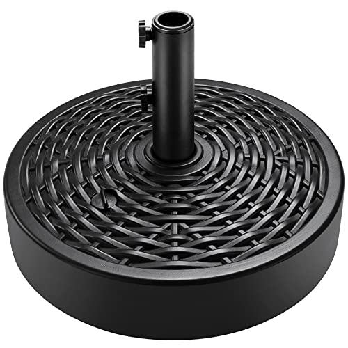 Best Choice Products Fillable Umbrella Base Stand, Round Faux Wicker Plastic Patio Umbrella Base Stand, Pole Holder for Outdoor, Lawn w/ 55lbs Weight Capacity, 2 Adjustment Knobs