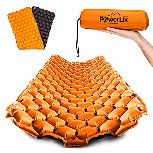 POWERLIX Ultralight Inflatable Sleeping Pad - Air Mattress for Camping, Backpacking, Hiking with Bag, Repair Kit