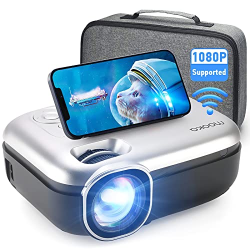 [Upgraded] Projector with WiFi, 8000L Mini Projector Portable Projector with Carrying Bag, Support 200' Full HD Projector 1080P with Phone/iPhone/Android/HDMI/USB/AV Port for Outdoor Movie