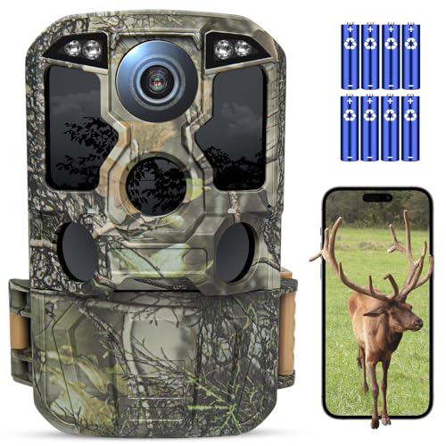 KJK Trail Camera WiFi 8K 84MP With 64GB SD Card, Game Camera with Night Vision, 0.05s Trigger Motion Activated, IP67 Waterproof 100ft 130°Wide-Angle 42pcs No Glow Infrared Leds for Wildlife Monitoring
