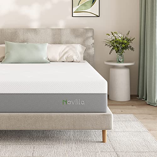 Novilla King Mattress, 12 Inch Cooling Gel Memory Foam Mattress in a Box, Foam Mattresses for Cooler Sleep & Pressure Relief, Medium Soft Bed Mattresses with Motion Isolation, Vibrant