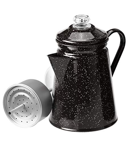 GSI Outdoors Percolator Coffee Pot | Enamelware for Brewing Coffee over Stove & Fire - Campsite, Cabin, RV, Kitchen, Hunting & Backpacking