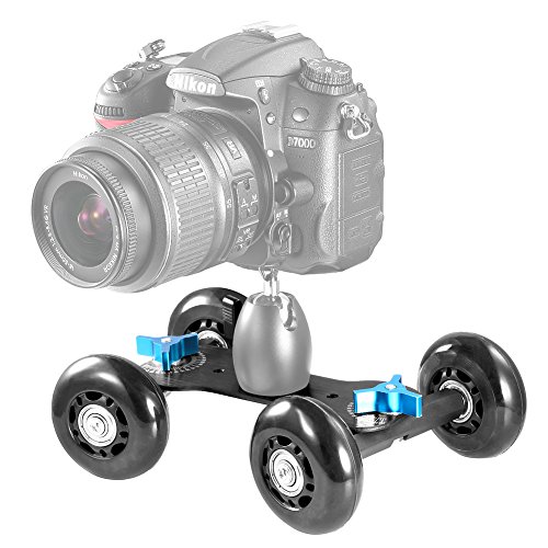 NEEWER® Tabletop Mobile Rolling Slider Dolly Car Skater Video Track Rail for Speedlite DSLR Camera Camcorder Rig (Black)