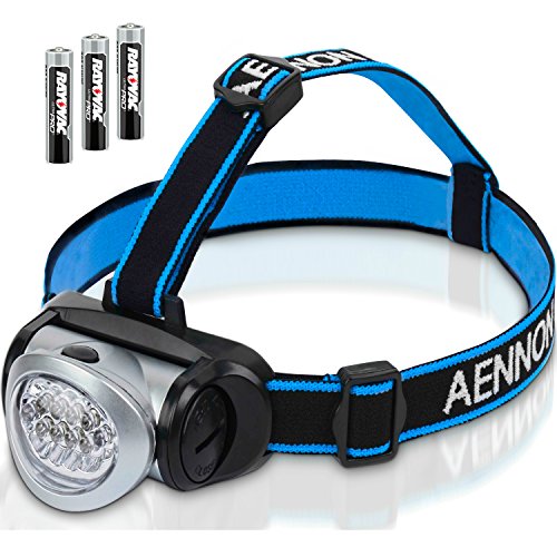 Aennon Headlamp Super Bright, Lightweight Comfortable Outdoor Gear, Adjustable Headband Flashlight with Red Lights for Adult and Kids, Battery Included