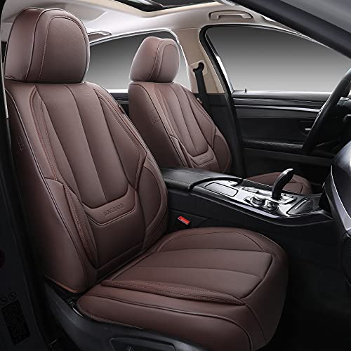 Coverado Seat Covers, Car Seat Covers Front Seats, Car Seat Cover, Car Seat Protector Waterproof, Car Seat Cushion Nappa Leather, Driver Seat Cover Brown Carseat Cover Universal Fit for Most Cars