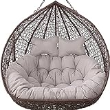 CFMZ 2 Seater Egg Chair Swing Cushion Outdoor, Hanging Hammock Chair Cushion Replacement for 2, Washable Thick Large 2 Persons Wicker Swing Chair, Waterproof and Sun-Resiatant Grey MBVBN