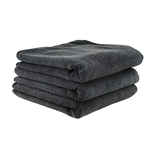 Chemical Guys MIC35303 Workhorse Professional Grade Microfiber Towel, Black, (Safe for Car Wash, Home Cleaning & Pet Drying Cloths) 16' x 16', Pack of 3