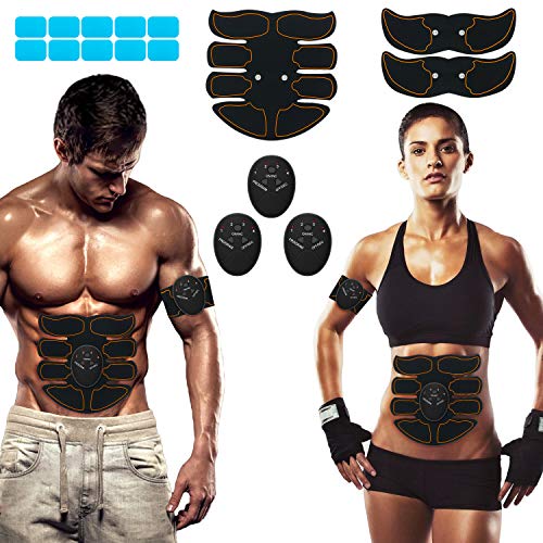 SPORTLIMIT Abs Stimulator, Portable Fitness Workout Equipment for Men Woman Abdomen/Arm/Leg Home Office Exercise,10pcs Free Gel Pads