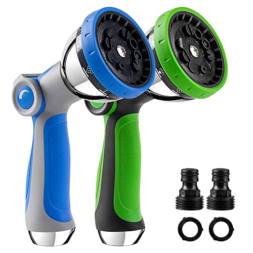LOKIMSI Garden Hose Nozzle Sprayer，Features 10 Spray Patterns, Thumb Control, On Off Valve for Easy Water Control，Best for Watering Plants,Lawn& Garden,Washing Cars,Cleaning,Showering Pets