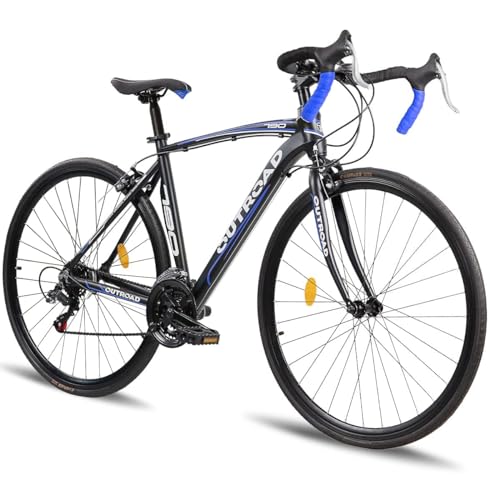 Omelaza 700C Wheel 21-Speed Road Bike with Shock Absorption, Aluminum Alloy Frame Road Bike with 7-Speed Cassettes, Ergonomic Design, C-Brakes, and Alloy Fork for Adult Blue