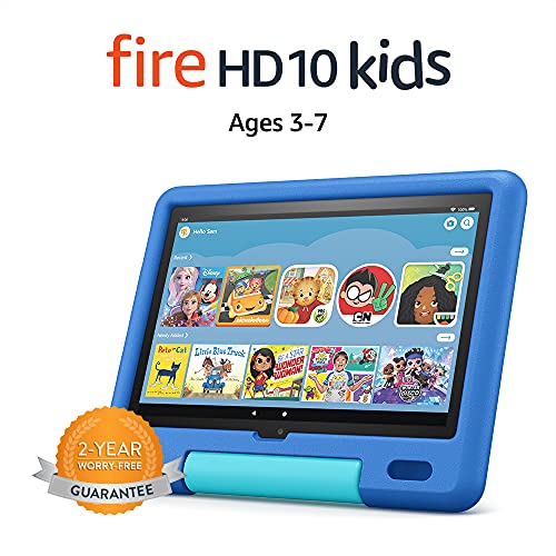Amazon Fire HD 10 Kids tablet, 10.1', 1080p Full HD, ages 3–7, 32 GB, Sky Blue, (Latest Release)
