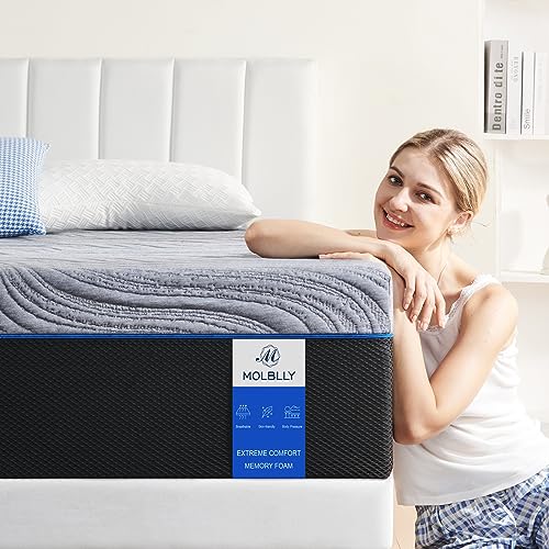Molblly Queen Mattress, 10 inch Gel Memory Foam Mattress with CertiPUR-US Bed Mattress in a Box for Sleep Cooler & Pressure Relief, Queen Size, 80'x60', Grey