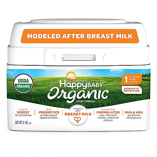 Happy Baby Organics Infant Formula, Milk Based Powder with Iron Stage 1, 21 Ounce (Pack of 1) packaging may vary