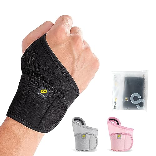 Bracoo Wrist Wrap Brace, Adjustable Hand Strap Support, Wrist bands for Weightlifting, Fitness, Tendonitis, Carpal Tunnel Arthritis, Joint Pain Relief, Wrist Tendonitis, Right & Left Hand, WS10