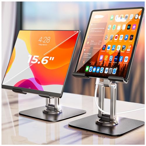 LISEN for iPad Stand Holder Adjustable Tablet Stand for Desk, Portable Monitor Stand Tablet Holder Travel Must Haves iPad Pro Holder Essentials for Tablets/Monitor/PS/Switch iPhone 15.6'-4.7'