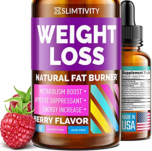 Weight Loss Drops - Diet Drops for Fat Loss - Effective Appetite Suppressant & Metabolism Booster - Safe & Proven Ingredients - Non-GMO Fat Burner - Garcinia Cambogia - 1 Fl.Oz.