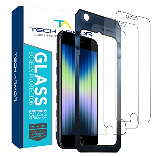 Tech Armor Ballistic Glass Screen Protector Designed for Apple NEW iPhone SE 3 (2022), iPhone SE 2 (2020), iPhone 8 and iPhone 7 (4.7 Inch) 3 Pack Tempered Glass