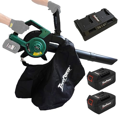 TruePower 40V Leaf Blower Vacuum Mulcher Lithium Ion Cordless Electric w/Batteries & Dual Charger