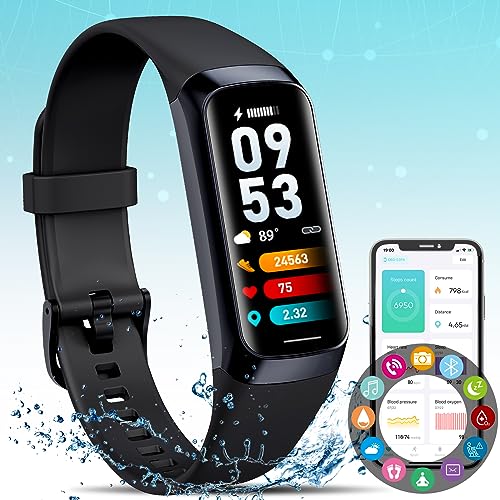 Fitness Tracker for Men Women, 2024 Smart Watch with Blood Pressure Monitor Heart Rate & Sleep Monitor IP67 Waterproof Fitness Watch Step Calorie Counter Pedometer Health Watch for Android iOS Phones