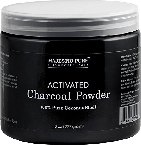 Majestic Pure Activated Charcoal Powder for DIY Recipes - Facial Masks, Facial Scrubs, Knee Lightening, Underarm Lightening, Homemade Eyeliner, Mascara, and Teeth Whitening , 8 oz