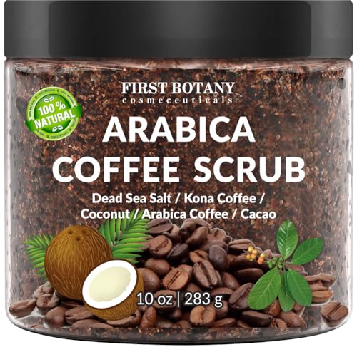 100% Natural Arabica Coffee Scrub with Organic Coffee & Shea Butter - Best body scrub 10 oz