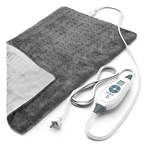 Pure Enrichment® PureRelief® XL Heating Pad - 12' x 24' Electric Heating Pad for Back Pain & Cramps, 6 Heat Settings, FSA/HSA Eligible, Soft Machine Wash Fabric, Auto-Off & Moist Heat (Charcoal Gray)