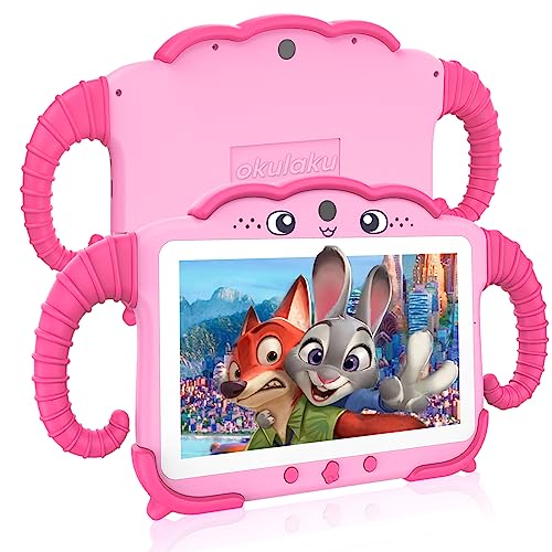 Kids Tablet 7 inch Tablet for Kids 64GB Toddler Tablet with Case Software Installed, Kids Learning Tablet with WiFi for Boys Girls, Android Tablet with Dual Camera Parental Control YouTube Netflix