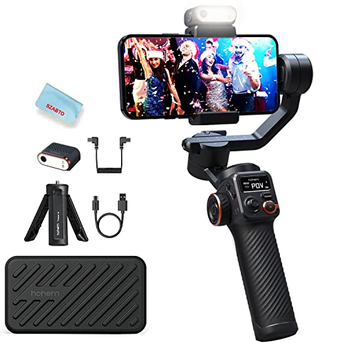 Hohem iSteady M6 Kit Smartphone Gimbal Stabilizer 3-Axis with Magnetic Fill Light/AI Tracking Sensor for iPhone Android with 0.91-inch OLED Display Max Payload 400g 2023 Upgraded