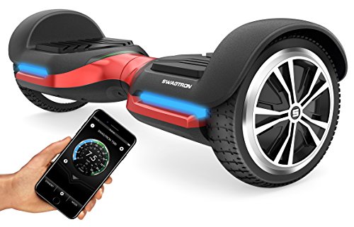 Swagtron T580 App-Enabled Bluetooth Hoverboard with Speaker, Smart Self-Balancing Wheel, Red