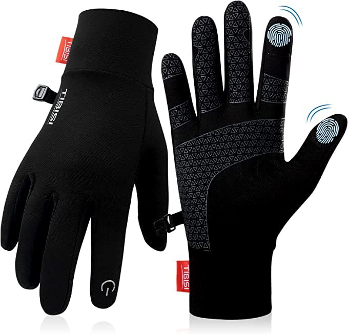 Winter Gloves Women Men, Touchscreen Thermal Thin Liner Running Gloves Lightweight Walking Anti-Slip Mens Gloves for Skiing Gardening Driving Gloves