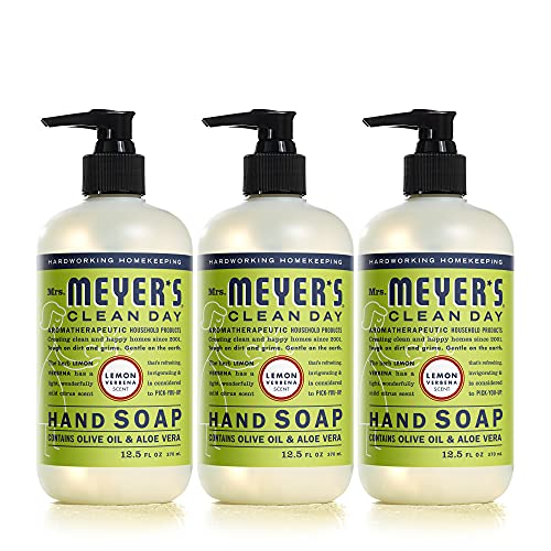Mrs. Meyer's Hand Soap, Made with Essential Oils, Biodegradable Formula, Lemon Verbena, 12.5 fl. oz - Pack of 3