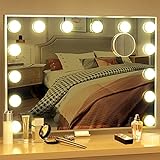 Vanity Mirror with Lights Hollywood Mirror Large Lighted Vanity Mirror with 3 Color Lights,USB A and USB C Outlet with Phone Holder,24x20 Inch,Touch Control,Sturdy Metal Frame Design