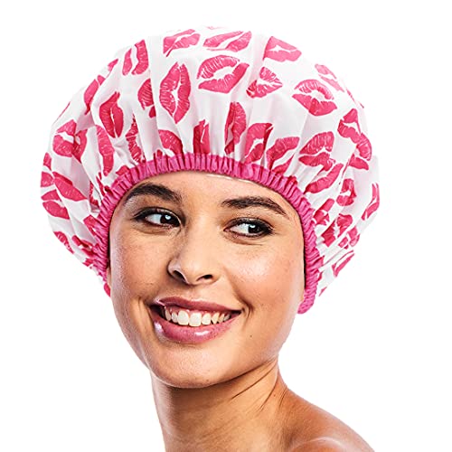 Reusable Shower Cap & Bath Cap & Lined, Oversized Waterproof Shower Caps Large Designed for all Hair Lengths with PEVA Lining & Elastic Band Stretch Hem Hair Hat - Fashionista Showered With Kisses