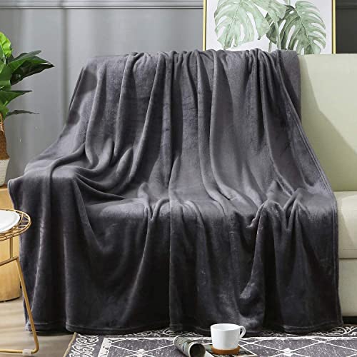 BEAUTEX Fleece Throw Blanket for Couch Sofa or Bed Throw Size, Soft Fuzzy Plush Blanket, Luxury Flannel Lap Blanket, Super Cozy and Comfy for All Seasons (Graphite, 50' x 60')