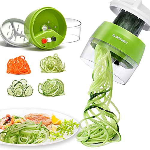 Handheld Spiralizer Vegetable Slicer, 4 in 1 Heavy Duty Veggie Spiral Cutter - Zoodle Pasta Spaghetti Maker 8.4cm