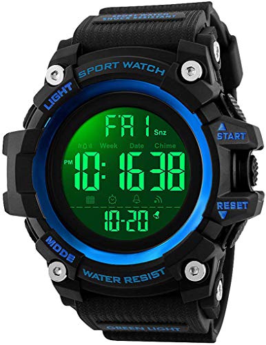 Gosasa Big Dial Digital Watch S Shock Men Military Army Watch Water Resistant LED Sports Watches (A Blue)