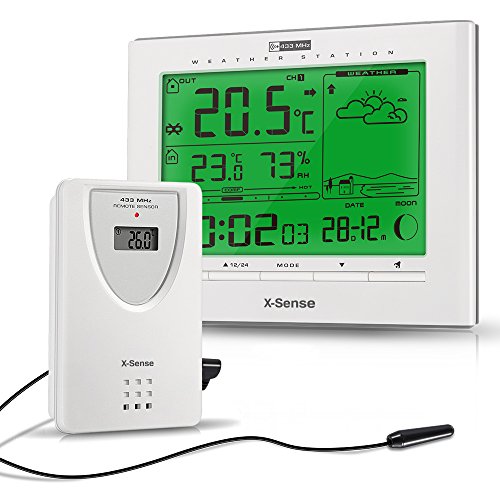 X-Sense Wireless Indoor/Outdoor Weather Station with Temperature, Humidity, Moon Phase