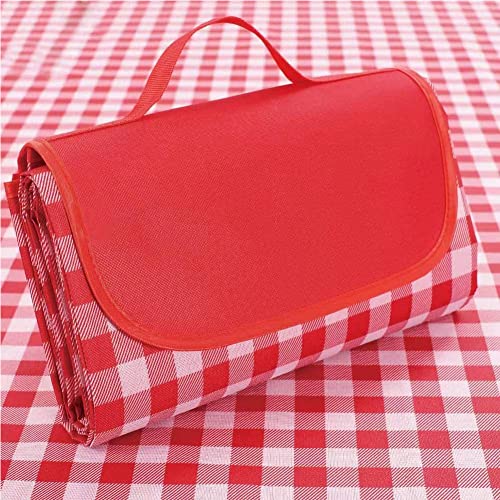 PUPOPIK Outdoor Picnic Blanket, Foldable Waterproof Sand Beach Mat in Large 80x60in for Beach Camping Hiking Travel Family Concerts Portable Beach Blankets (Red)