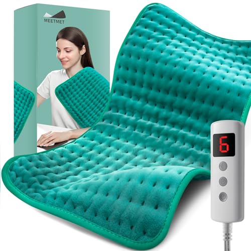 MEETMET Heating Pad for Back, Neck, Shoulder Pain and Cramps, Electric Heating Pads with Auto Shut Off, Moist Dry Heat Options, Gifts for Women, Men, Mom, Dad, Wife, Husband, Christmas, Birthday